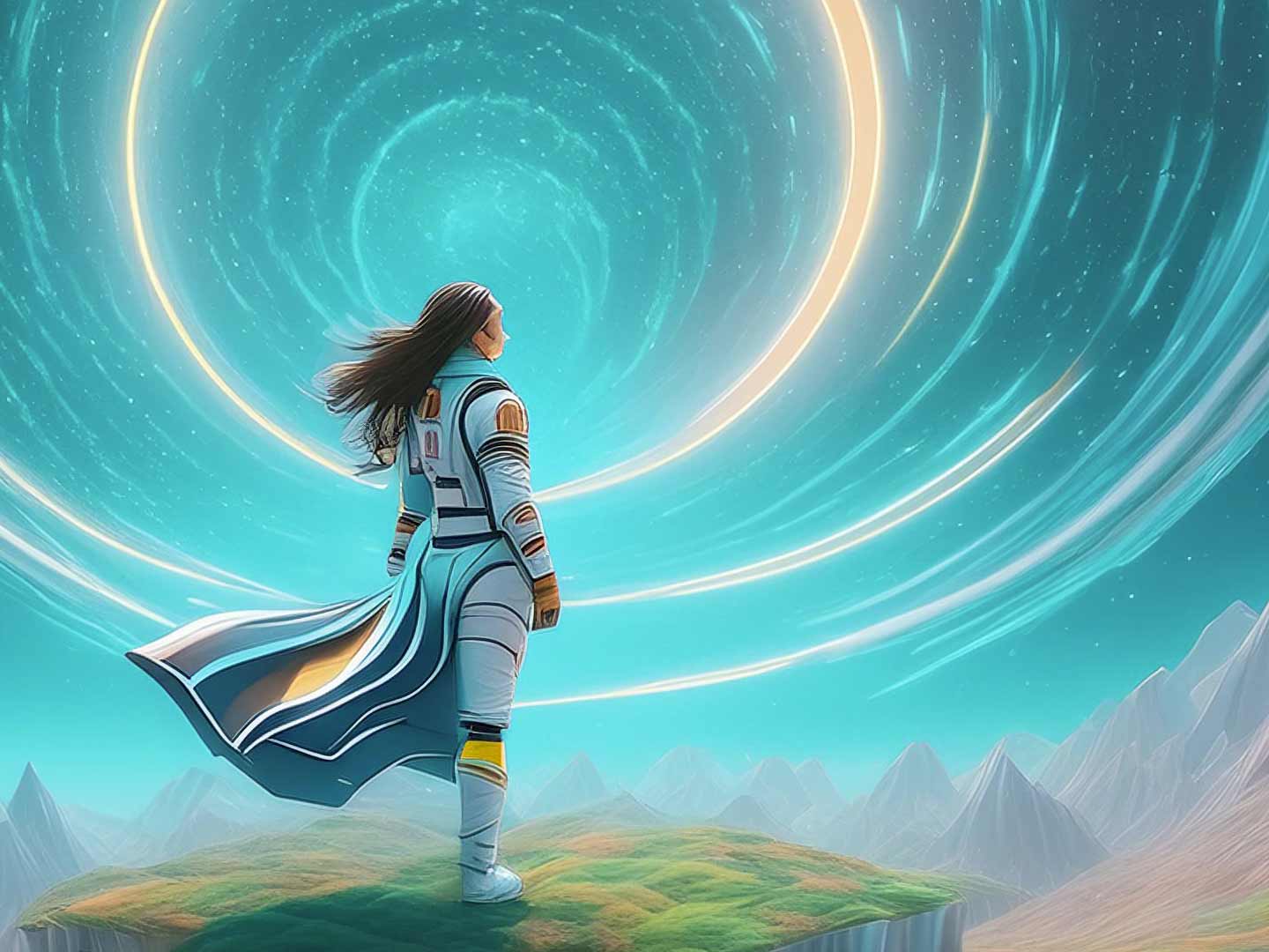 astronauta che guarda lo spazio - designer