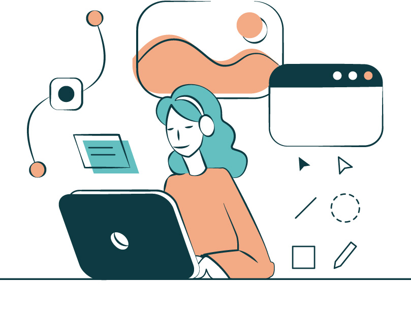 ragazza che lavora al computer - studio di grafica