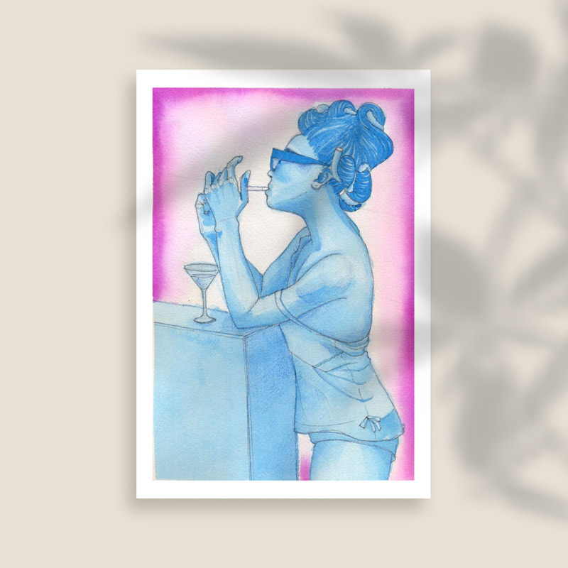 Disegno ad acquerello di una ragazza
